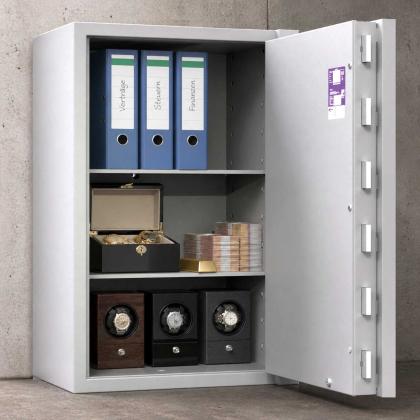 Panzerschrank mit Dokumenten, Schmuck und mehr im Inneren