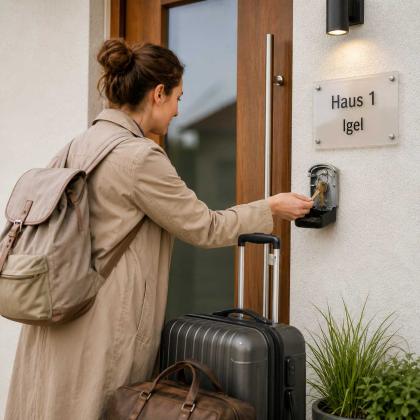 Schlüsselübergabe für Ferienwohnung mit Schlüsselschrank