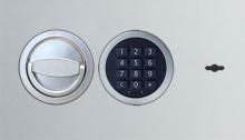 Elektronikschloss Primor 3010 Lev 15, versenkte Ausführung, Beschlag silber mit schwarzer Tastatur