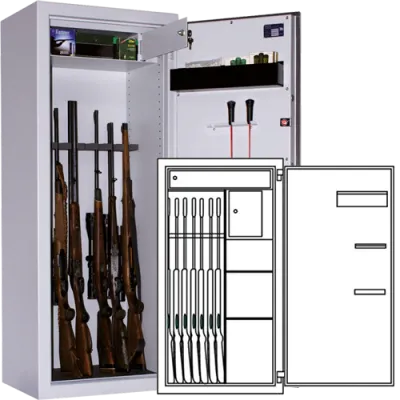 Waffenschrank WSE 150/80, 2 Innentresore, Trennwand