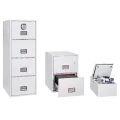 Dokumententresor der Baureihe WORLD CLASS VERTICAL FIRE FILE FS2250 mit Datenschutzeinsatz